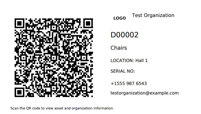 Printed QR label for an asset